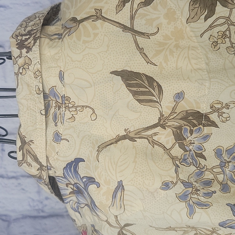 Liz Claiborne Floral Button Down Shirt - Cream, Blue, Red - Picture 5 of 8